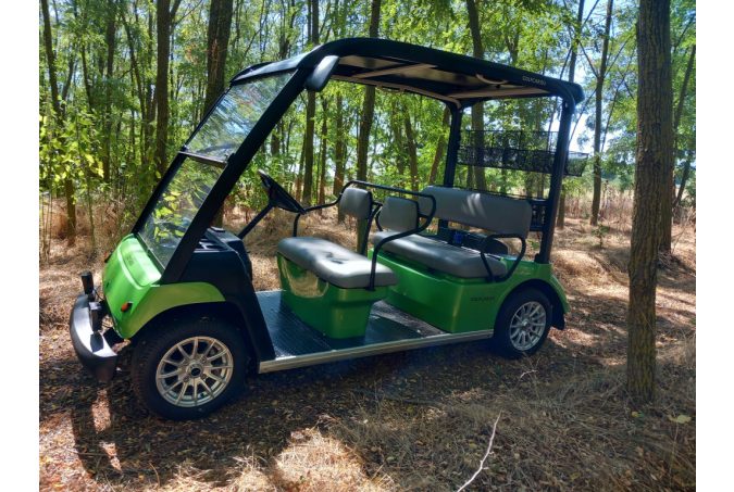Yamaha G31E, 5 seater, fully refurbished golf cart, techo green, black badge