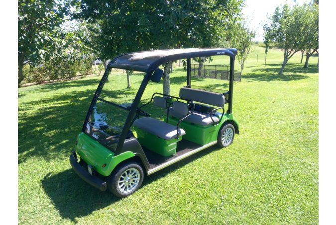 Yamaha G31E, 5 seater, fully refurbished golf cart, techo green, black badge