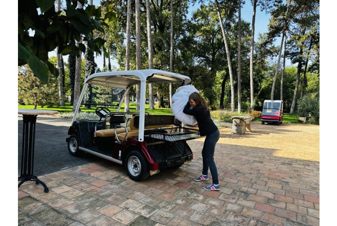 Custom YAMAHA G30E, 5 seater golf cart configurator in excellent condition, dark blue